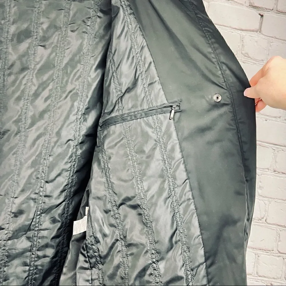Vintage 90s Calvin Klein Quilted Rain Slicker Jacket Insulated Small